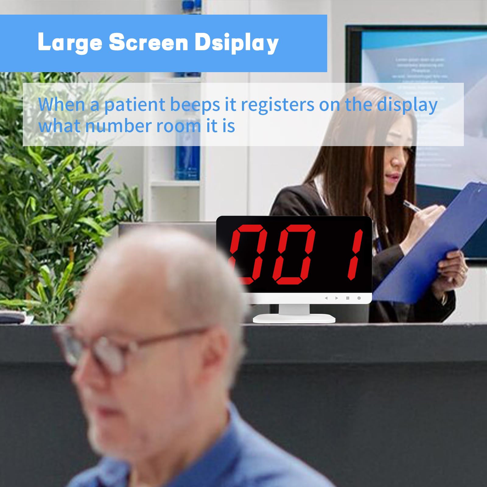 Cercapersone wireless con 10 pulsanti di chiamata di emergenza impermeabili – 300 m, sistemi di allarme medico per anziani con 1 ricevitore display per casa clinica infermieristica stazione