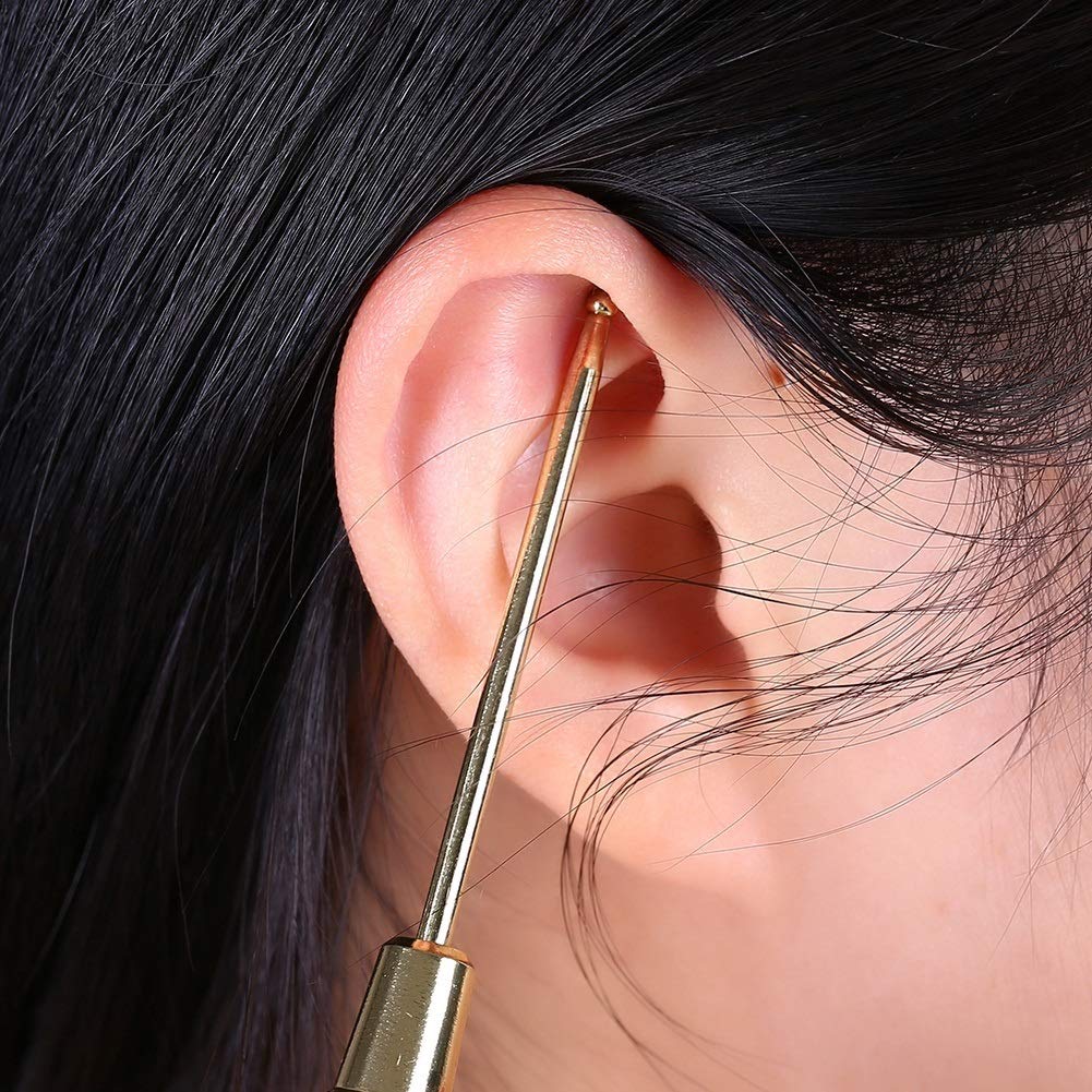 VOBOR Facial Roller Massager, Détecteur de points d'acupuncture Oreille faciale Acupoints Printemps Aiguille Roller Massage pour le corps et le visage Rouleau Massage Visage(Couleur : Or)