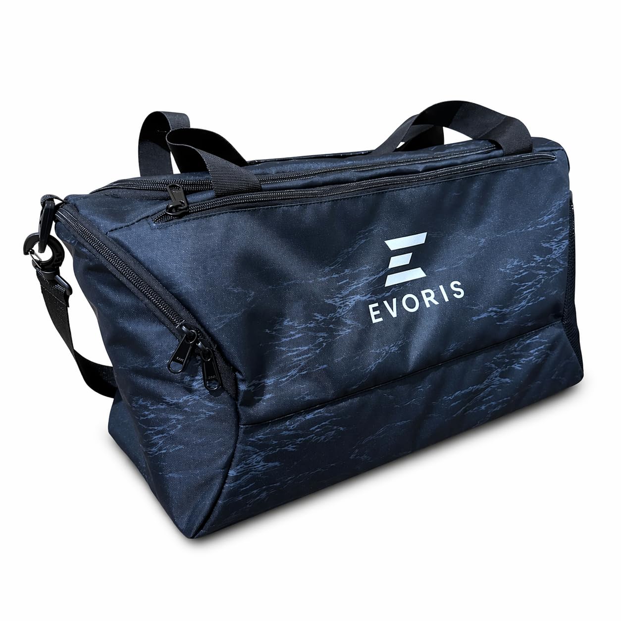 EVORIS Apex Training Duffel Bag, Gym and Sports Gear Bag with Shoulder Strap and Mesh Side Pocket, Night Wave Design