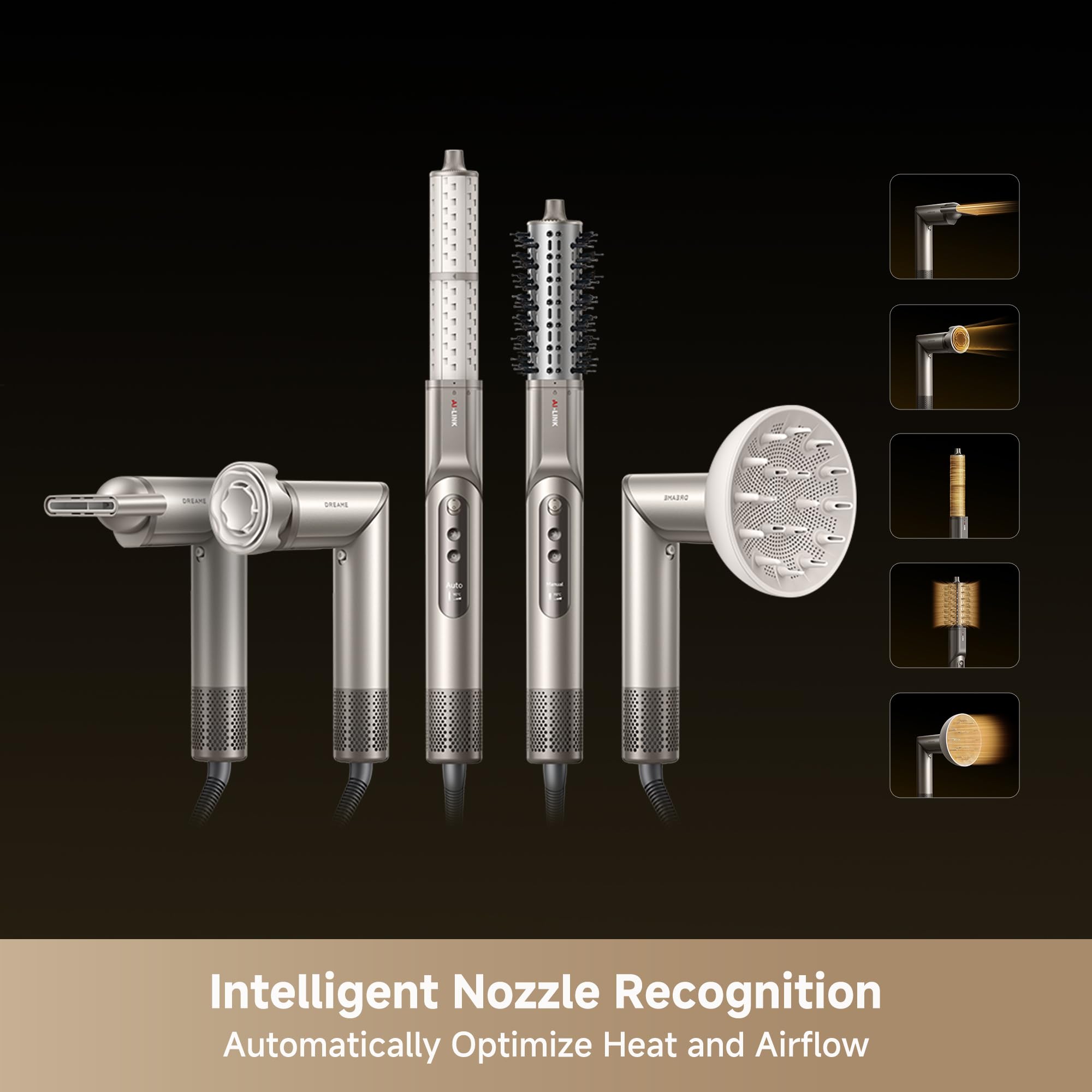 dreame Dazzle Hair Dryer, Intelligent Nozzle Recognition, Smart