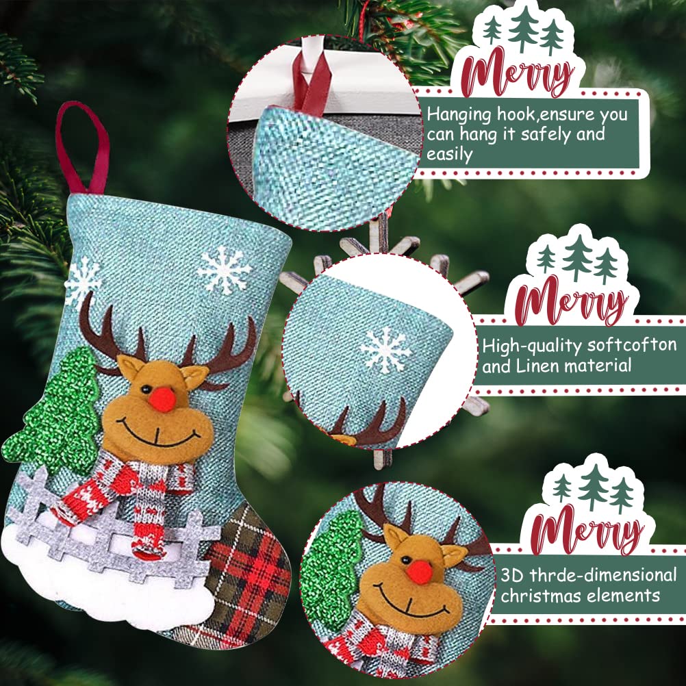 CHAMEEN Lot De 4 Chaussettes De Noël à Remplir, Grandes Chaussettes De Noël Comme Sac Cadeau De Noël, Chaussettes Suspendues Pour Cheminée, Décoration De Noël