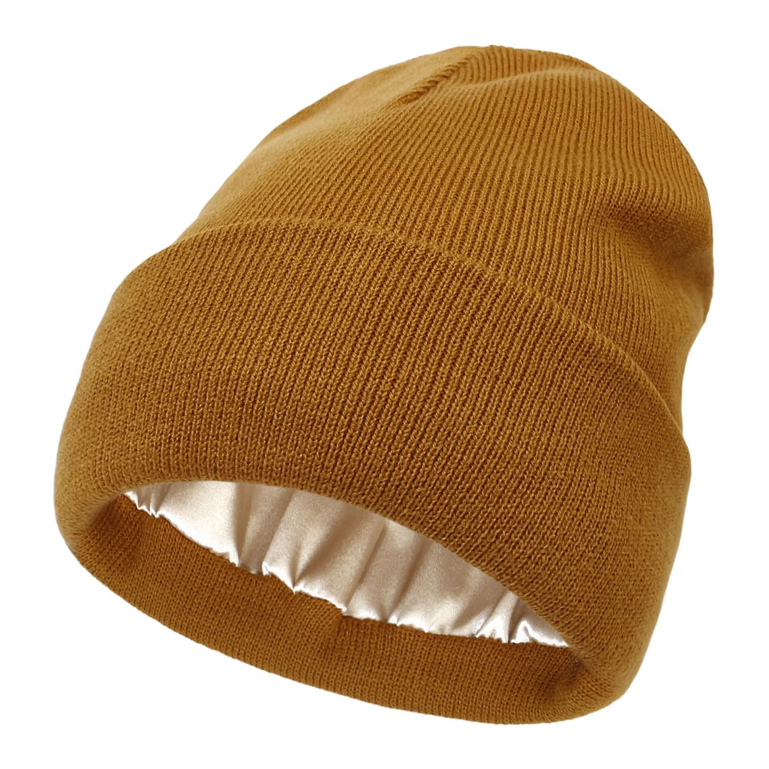 No Static No Frizz No Tangle Hat, Satin Lined Hats for Women, Ladies Winter Silk Lined Beanie, Knit Solid Slouchy Sleep Hats