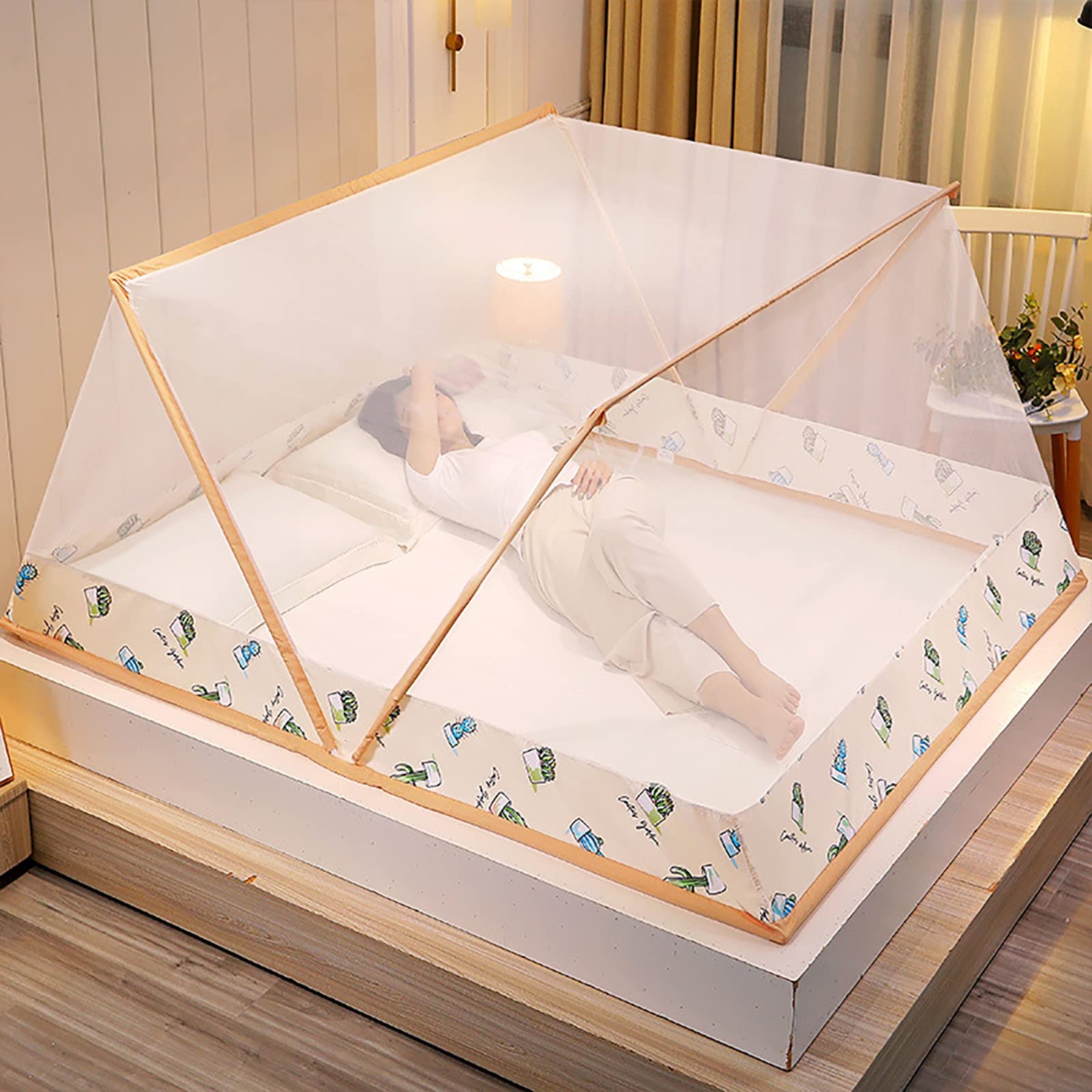 Plegable portátil emergente tienda de campaña cama dosel mosquitera fácil de instalar y lavar para Twin Full Queen King Size,E,1.8M