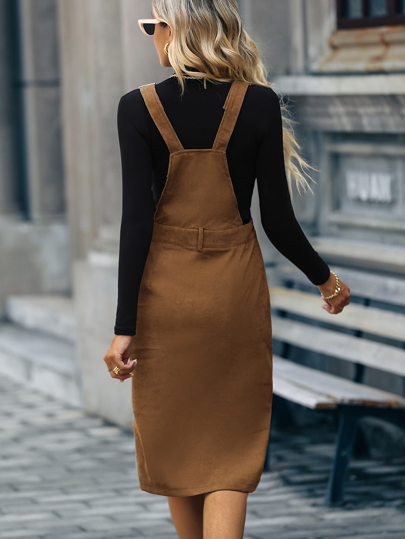 corduroy overall dress knee length Cupshe Women's Corduroy Mini Overall Dress-L-Blue : Target