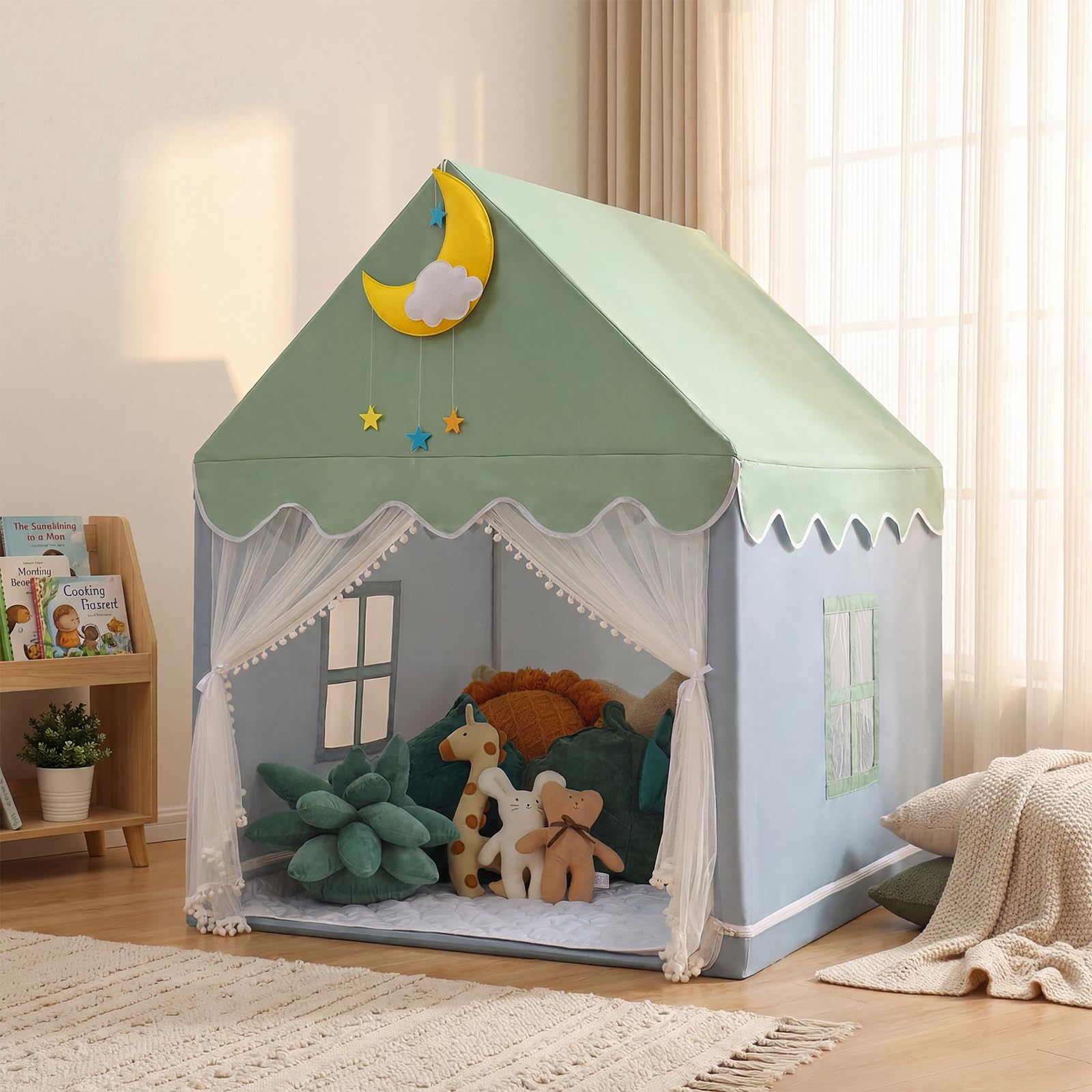 Wilwolfer Kinderzelt mit Matte: Kinderspielzelt für Kleinkinder - Kinderzelte für drinnen und draußen, Prinzessinnenspielhaus für Mädchen und Jungen, Spielzeughaus, (Grün)