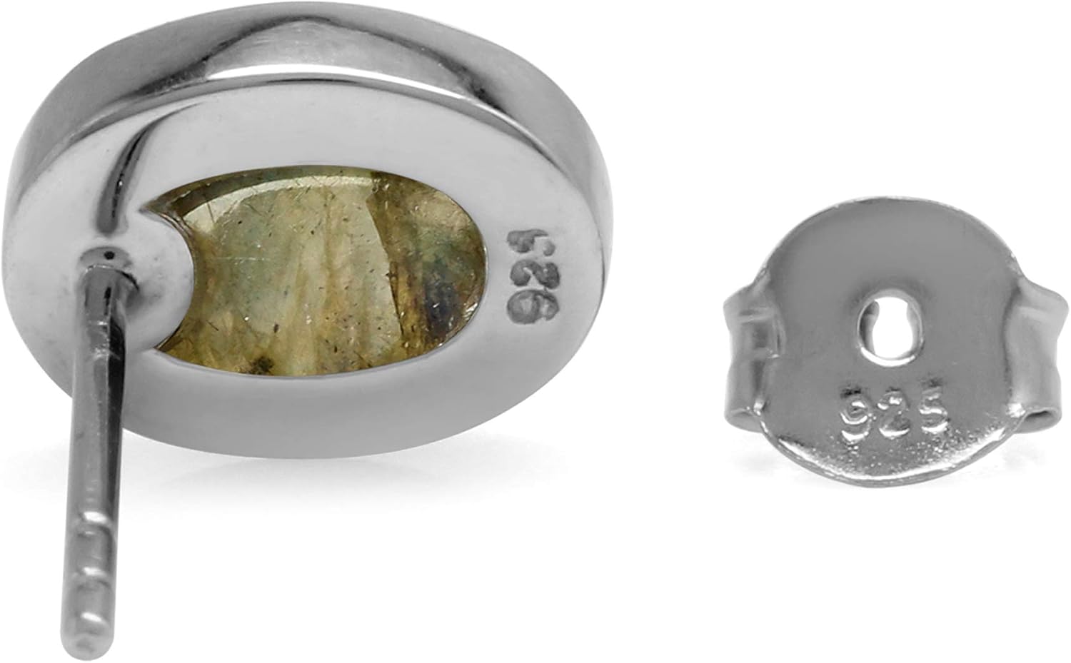 Silvershake Natural Oval 8x6 mm Labradorite 925 Sterling Silver Stud Post Earrings