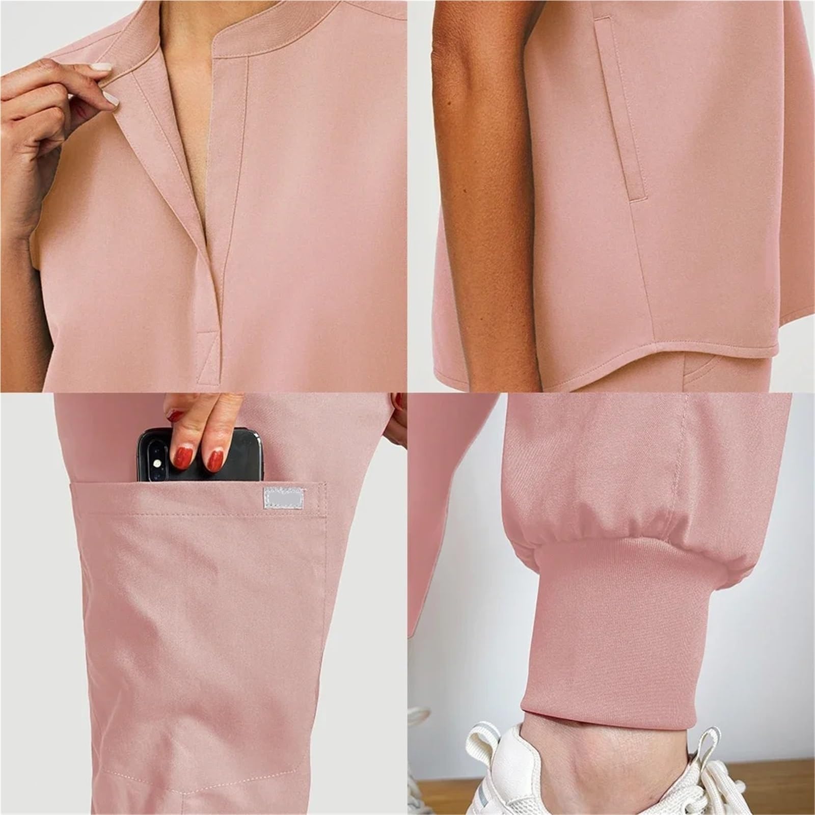 Uniforme Sanitario Mujer Women Jogger Sets Pair Multicolour Suits Uniforms Short Sleeve V-Neck Tops Pocket Pants Set