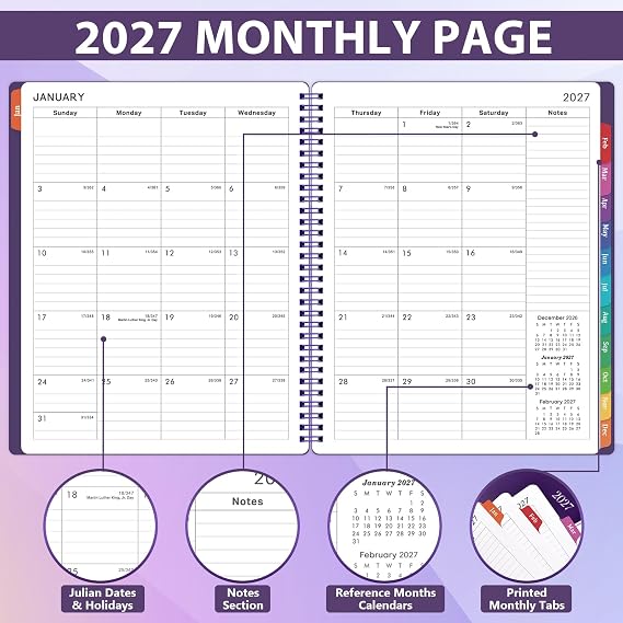 Planner 2027 - Weekly & Monthly 2027 Planner with Printed Tabs
