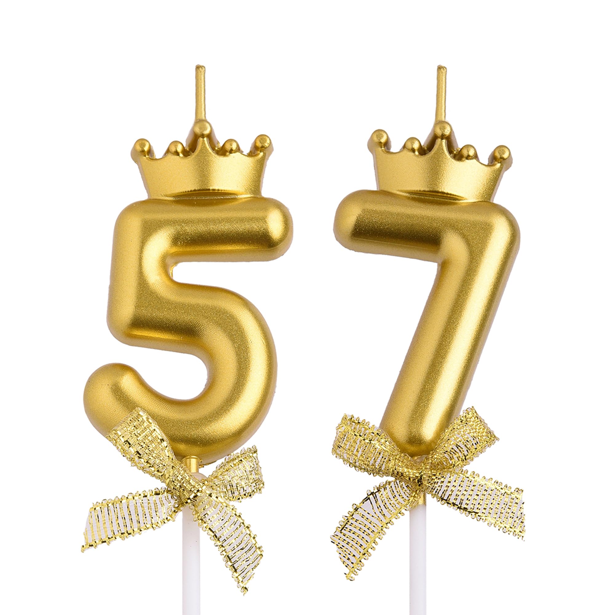 VSHILI 57th 75th Birthday Candles, Gold 75 57 Year Old Number Birthday Candles, Happy Birthday Party Cake Topper Decoration Gifts for Women Men