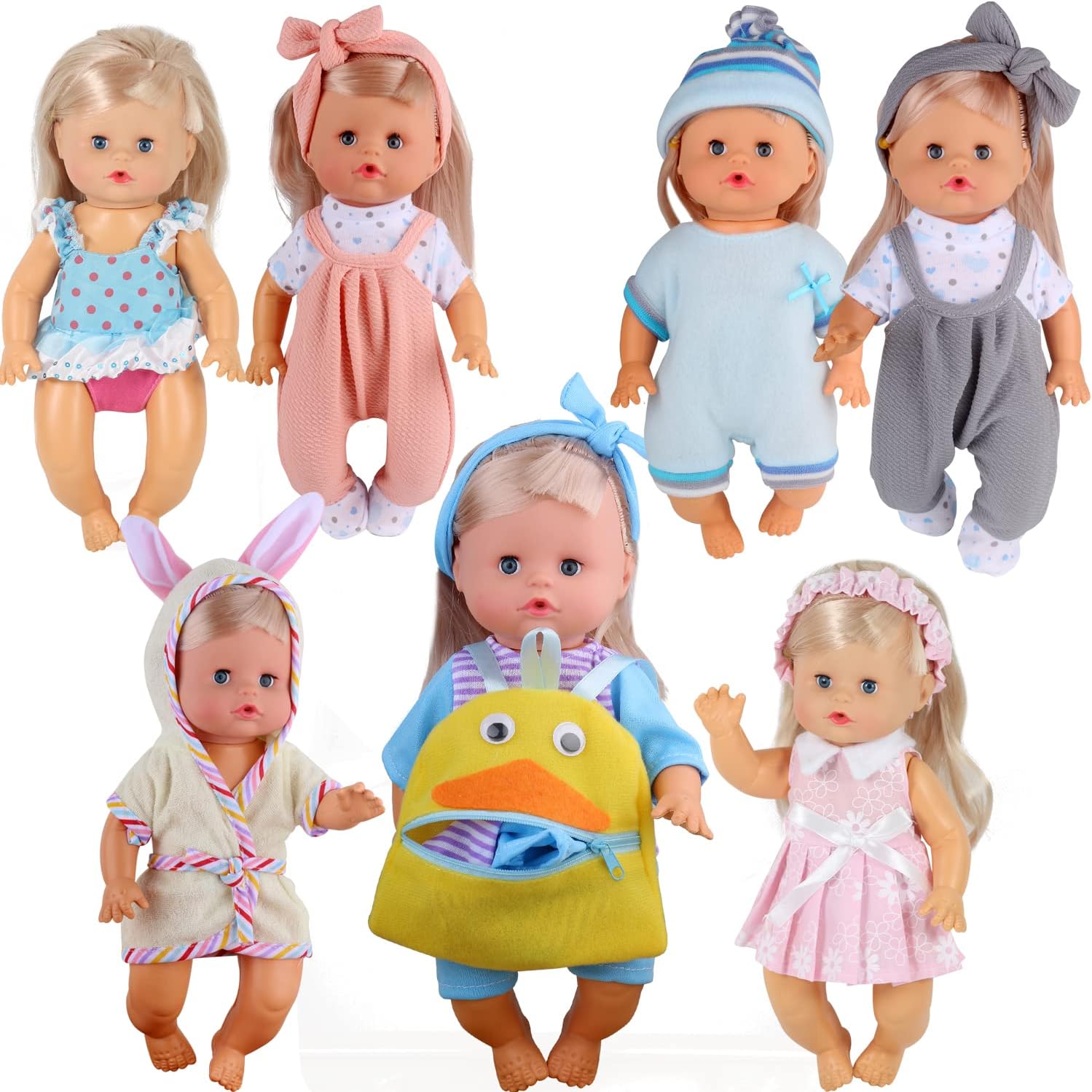 8 Sets for 9-10 Inch Baby Doll Clothes Dress Newborn Baby Doll Accessories Gown Costumes Outfits with Schoolbag Xmas Gift-wrap