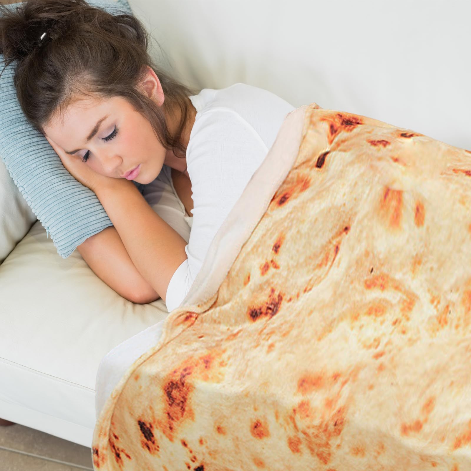 FainFun Coperta Burrito Tortilla 180 * 180 CM Coperta Piadina Adulto in Flanella, Coperta Taco, per Bambino Adulto, Coperta Taco Divertente Creativa(L)