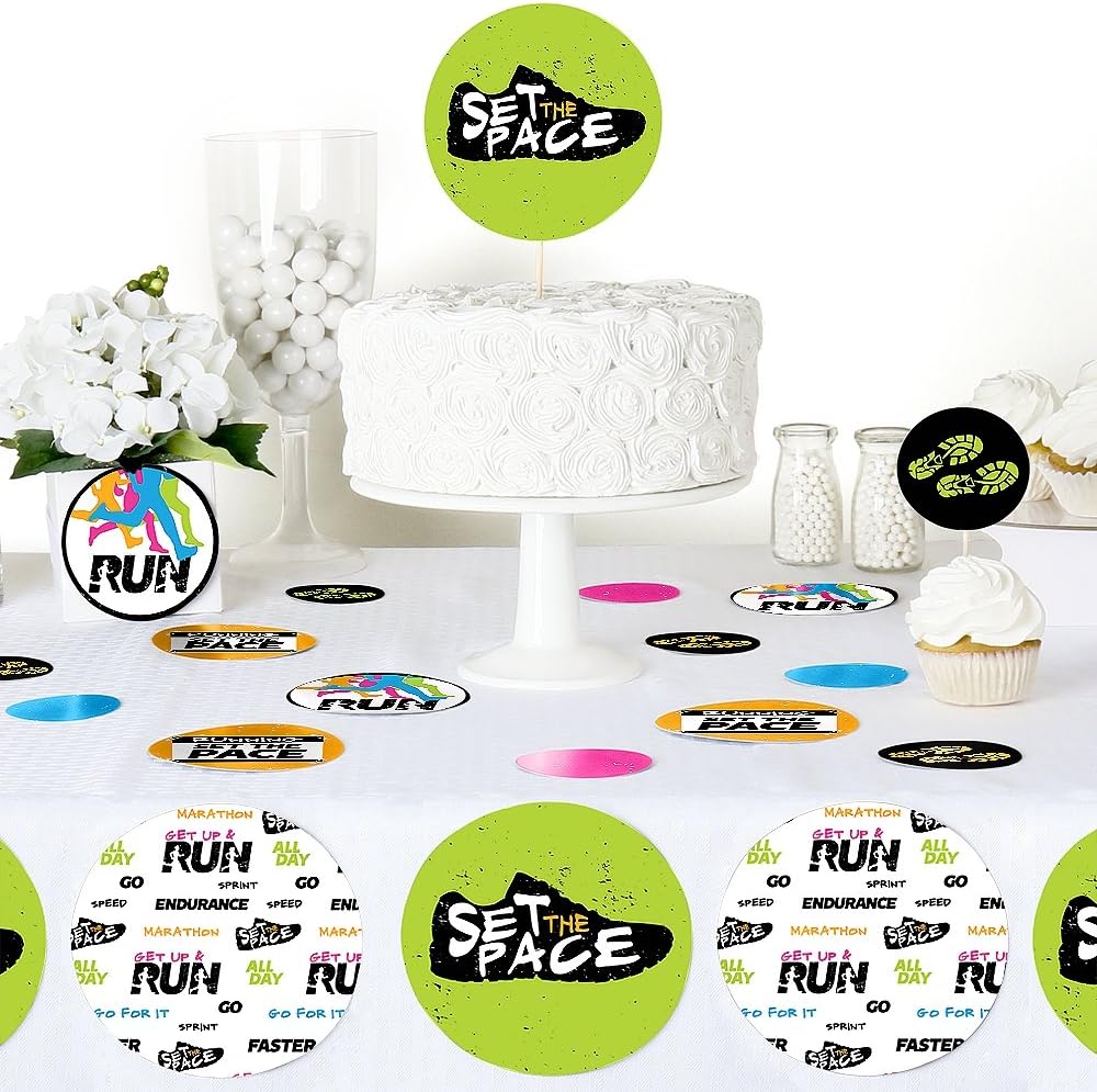 Big Dot of Happiness Set the Pace - Running Party - Track Circle Decorations - Cross Country Decorations- Marathon Party - 27 Count