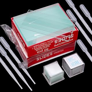 100 Stück Vorgereinigte Objektträger Mikroskop 76,2×25,4mm und 200 Stück Deckgläser Mikroskop 20×20mm, mit 10 Stück Pipette 3ml, Labor Biologie Wissenschaft Studium Zubehör