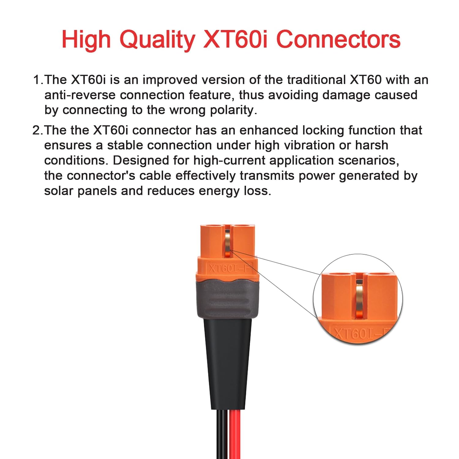 12AWG XT60i to SAE Adapter Extension Cable with SAE Polarity Reverse Adapter for Portable Power Station Solar Panel Solar Generator(20FT)