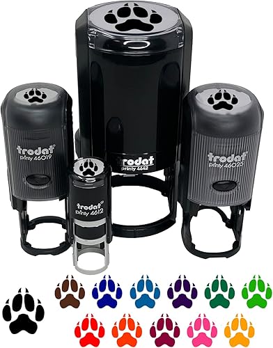 Wolf Coyote - Sello de goma autoentintado con estampado de patas, para sellar tinta, planificadores de manualidades, 1 pulgada mediana, tinta azul