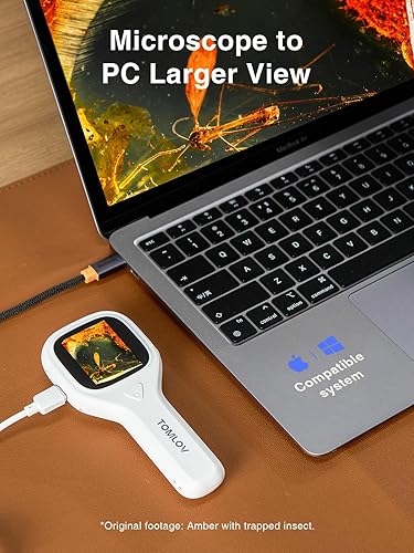 Miniatura 15 de TOMLOV Microscopio portátil de primer plano P10 Evo: Microscopio digital de monedas 20X para adultos y niños, lupa iluminada con LED con pantalla