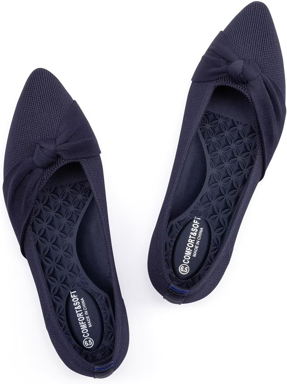 Frank Mully Womens Pointed Toe Flats Knit Dress Shoes Comfort Women Shoes Softable