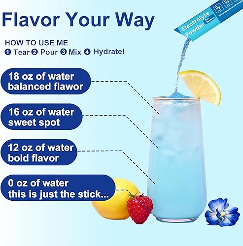 Miniatura 5 de Paquetes de hidratación sin azúcar, paquetes de electrolitos en polvo de 0 calorías, 6 sabores, 8 electrolitos y minerales, paquete variado, 30