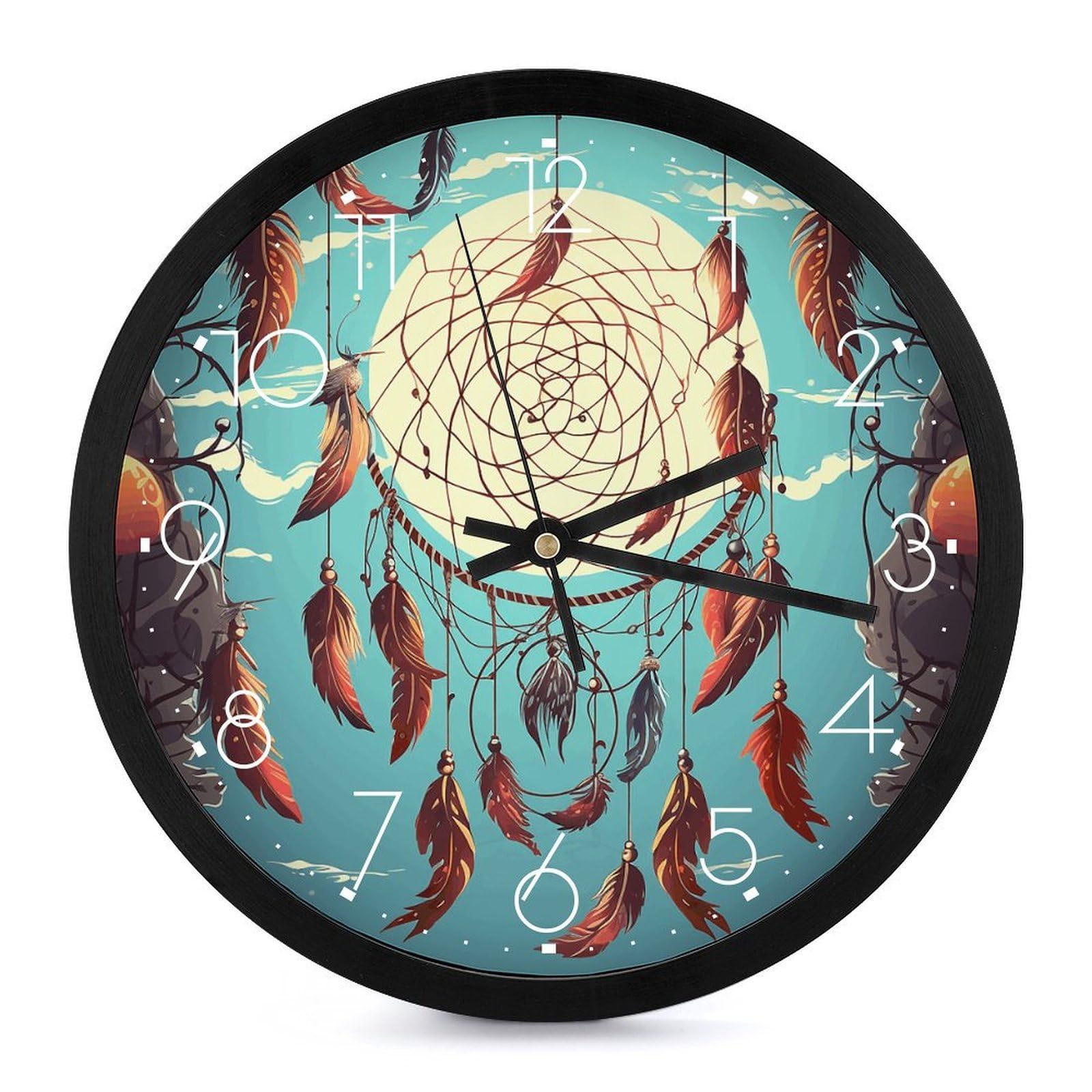 Horloge murale ronde attrape-rêves pour apaiser votre chambre à coucher