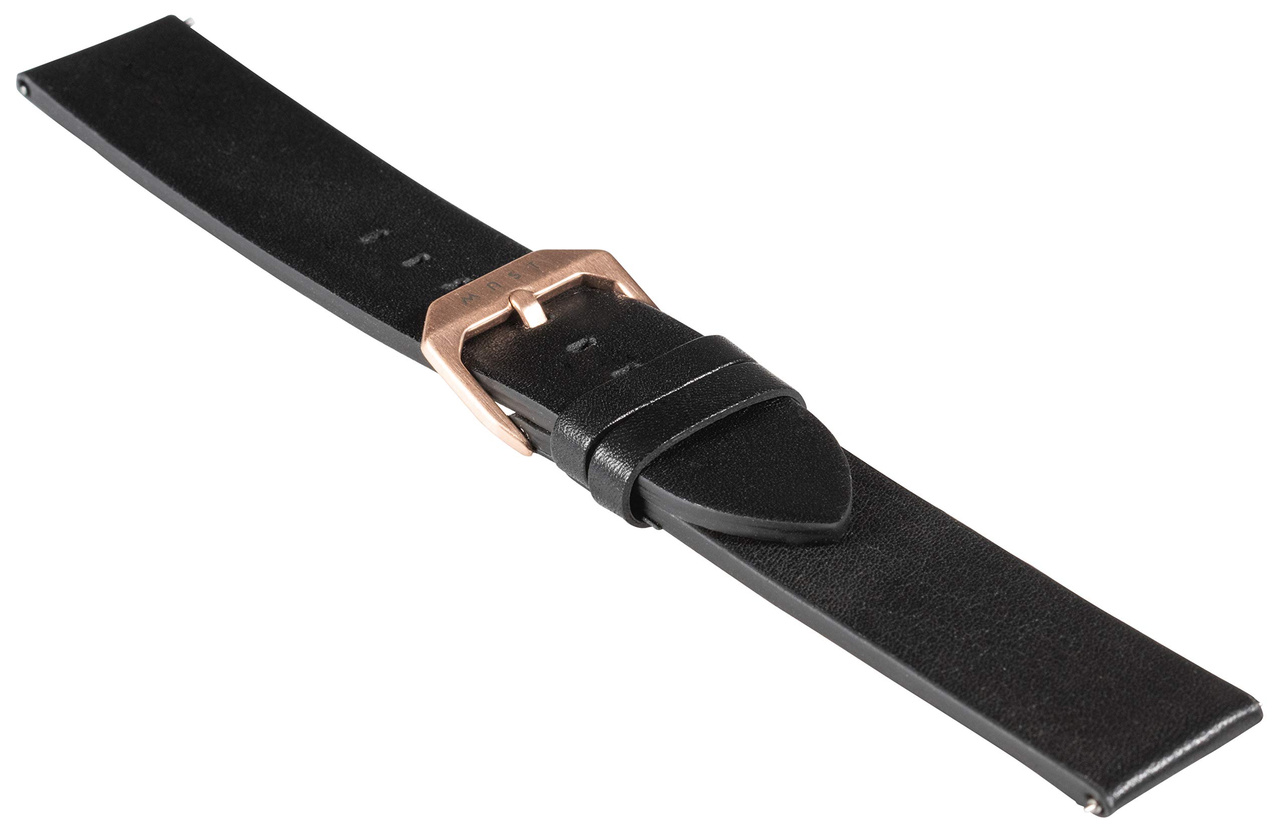 Bracelet de montre en cuir italien souple avec boucle en or rose brossé 20 mm