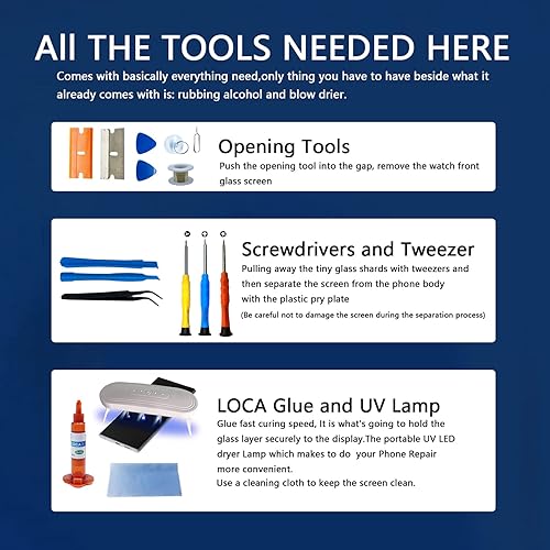 Miniatura 6 de Reemplazo de cristal de pantalla frontal compatible con iPhone 13 Pro Max, kit de reparación de vidrio de pantalla exterior, incluye adhesivo de