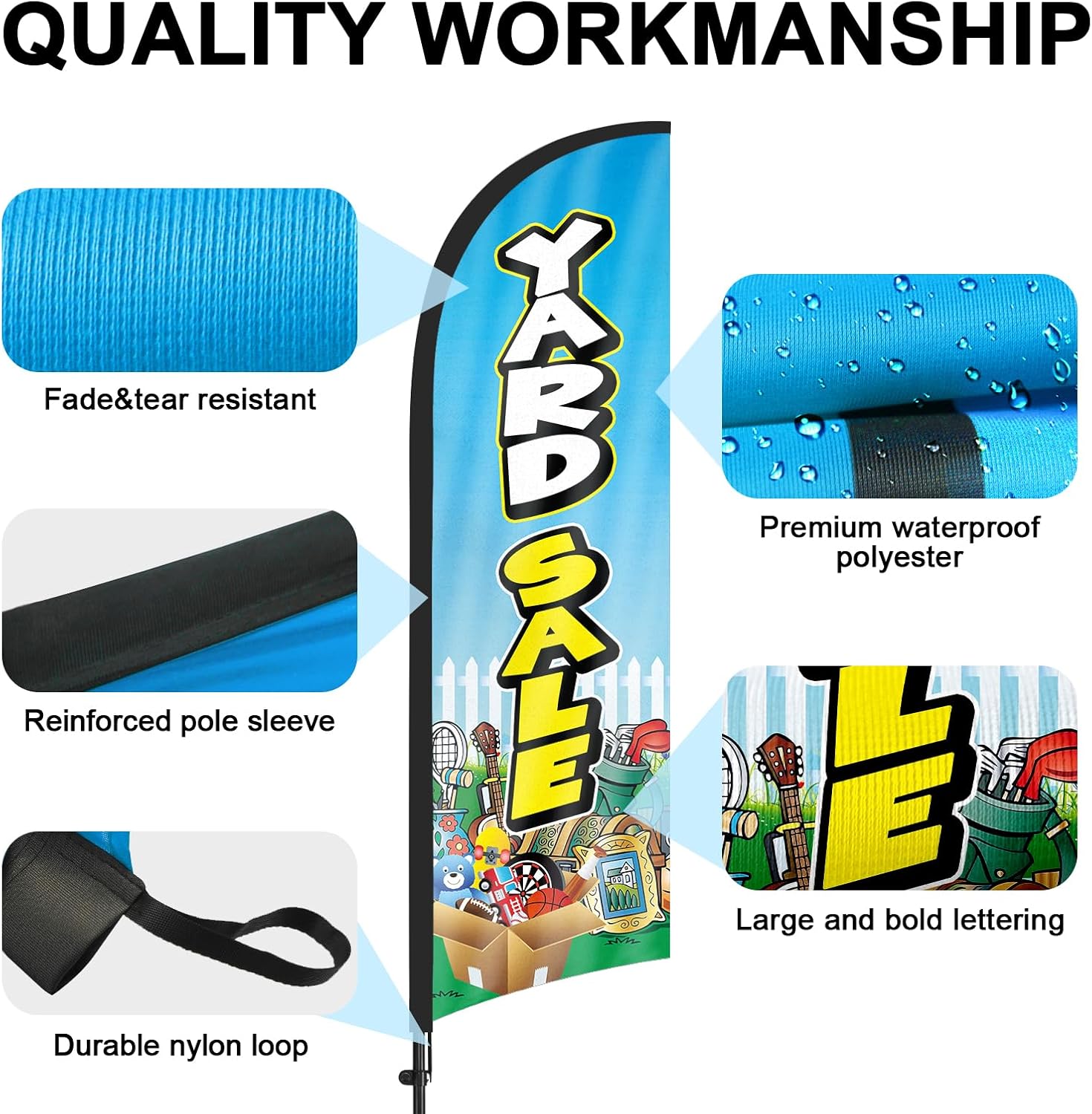 Yard Sale Advertising Swooper Flag Banners, Yard Sale Feather Flags with Pole and Ground Stake, 8FT Advertising Feather Banners Sign for Yard Sale Business - Image 4