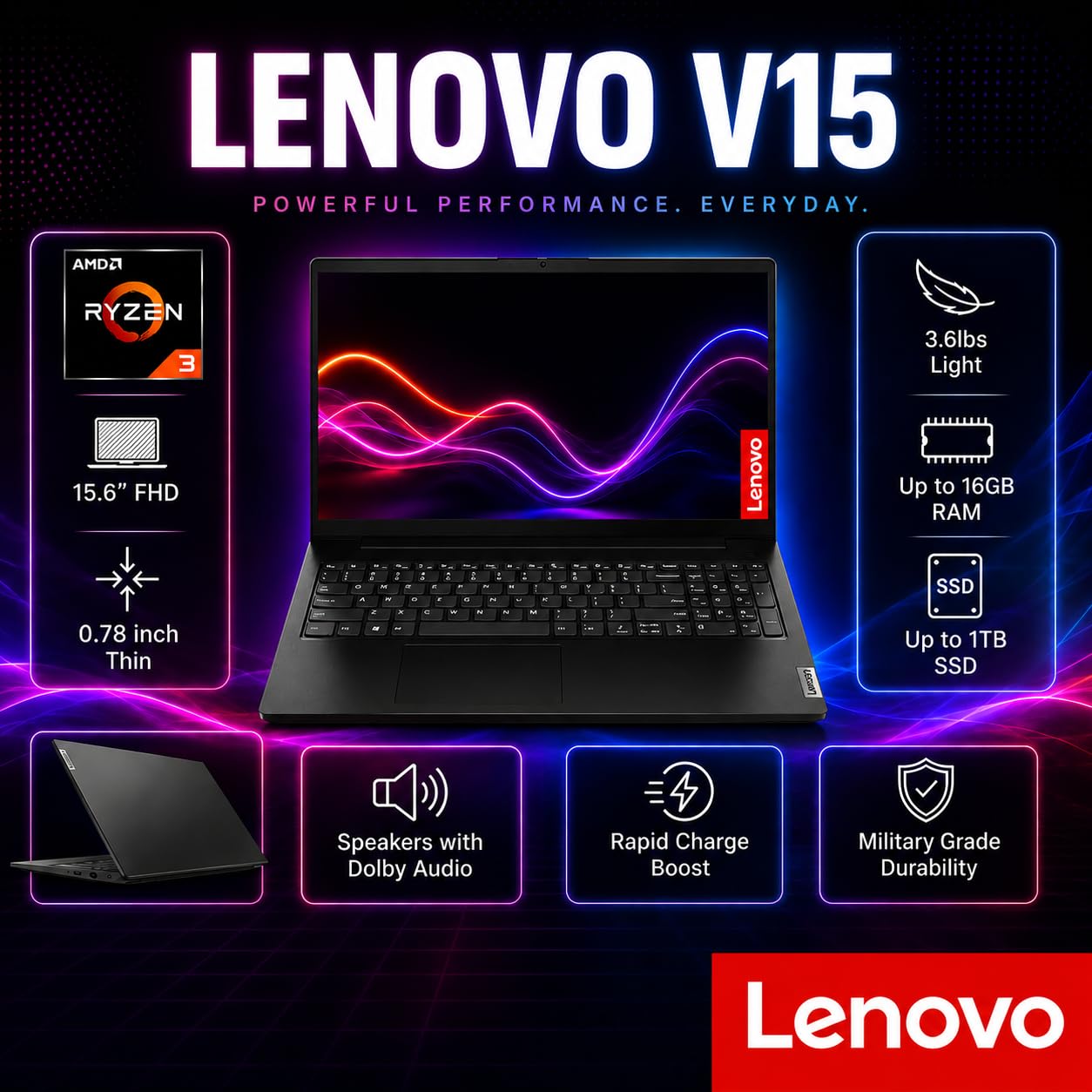 Amazon.com: Lenovo 2026 V15 Laptop for Student & Business, AMD