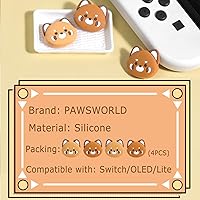 Vista 4 de PAWSWORLD Lindos agarres de pulgar para Nintendo Switch, tapas de joystick de interruptor suave, cubiertas de joystick de dibujos animados, tapas