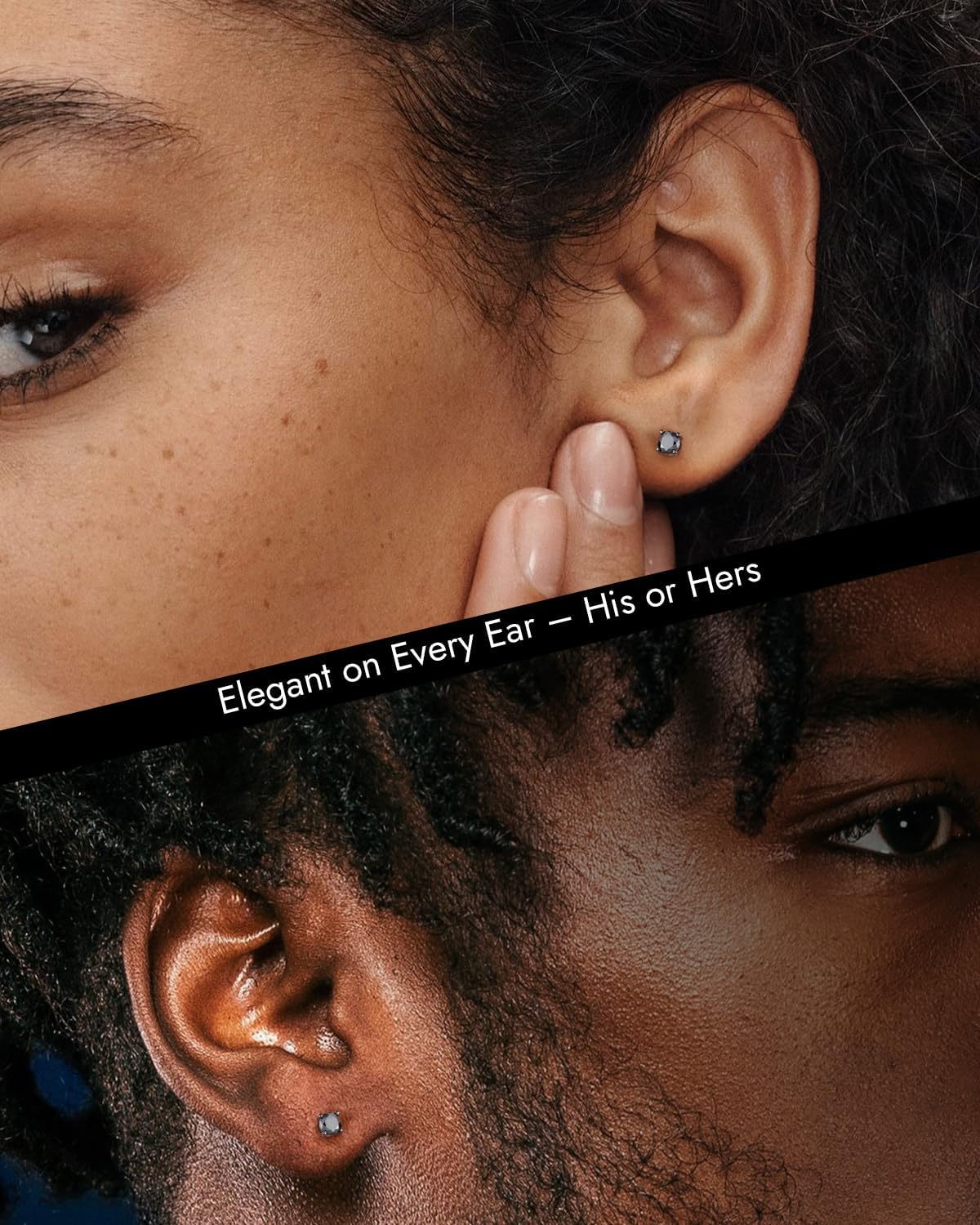 Black Moissanite Earrings for Women Men, 925 Sterling Silver D Color VVS1 Clarity Simulated Diamond Studs Lab Created Moissanite Earring Hypoallergenic Jewelry, Birthday Gifts for Her Him 1.0ct-2.0ct - Image 2