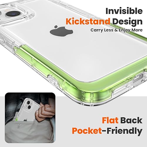 Miniatura 3 de ZCDAYE Diseñada para iPhone 1314, funda transparente con soporte compatible con carga inalámbrica de TPU parachoques invisible soporte suave delgado