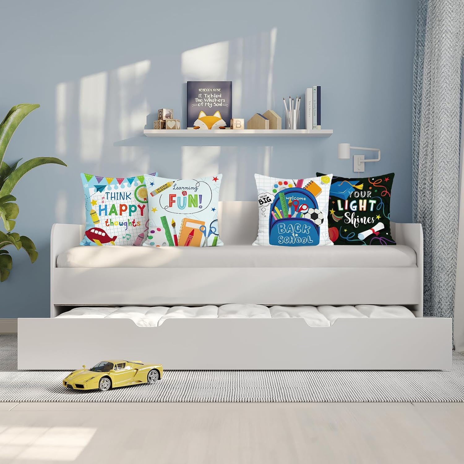 Bonhause Back to School Throw Pillow Covers 18x18 Inch Stationery image 2