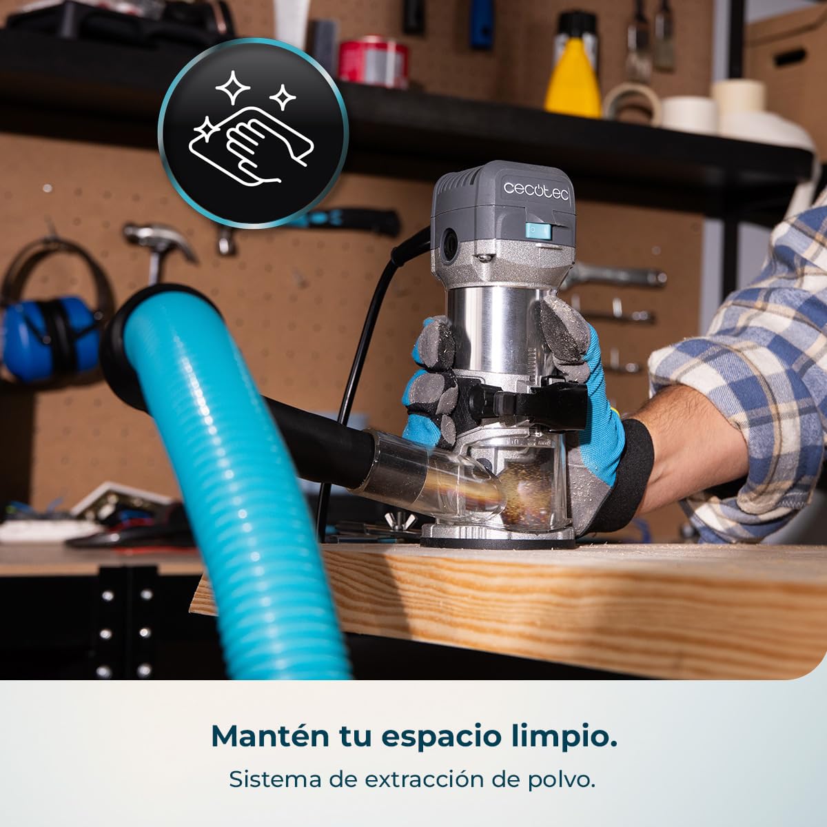 Cecotec Fresadora Eléctrica de Cable MultiShape 500. 710W, Incluye 5 Fresas y Cabezales de 6mm 6,35mm y 8mm, Velocidad y Profundidad Regulable, Cuerpo de Aluminio, Diseño Ergonómico, Tope Paralelo