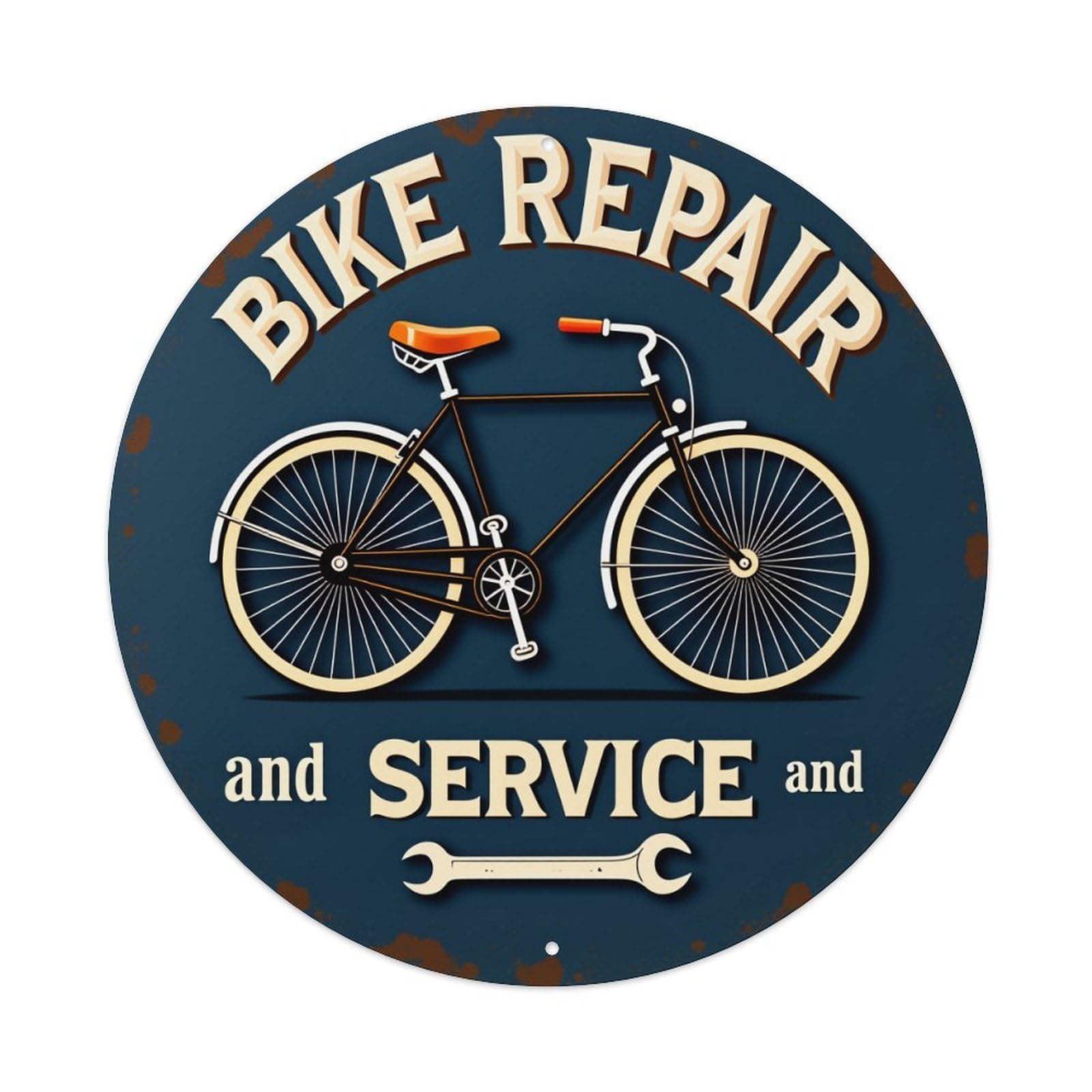 Bike Repair Service Wrench Pattern Metal Tin Sign Vintage Garden Bedroom Cafe Bar Man Cave Home Wall Decor Metal Poster 8x8 inches