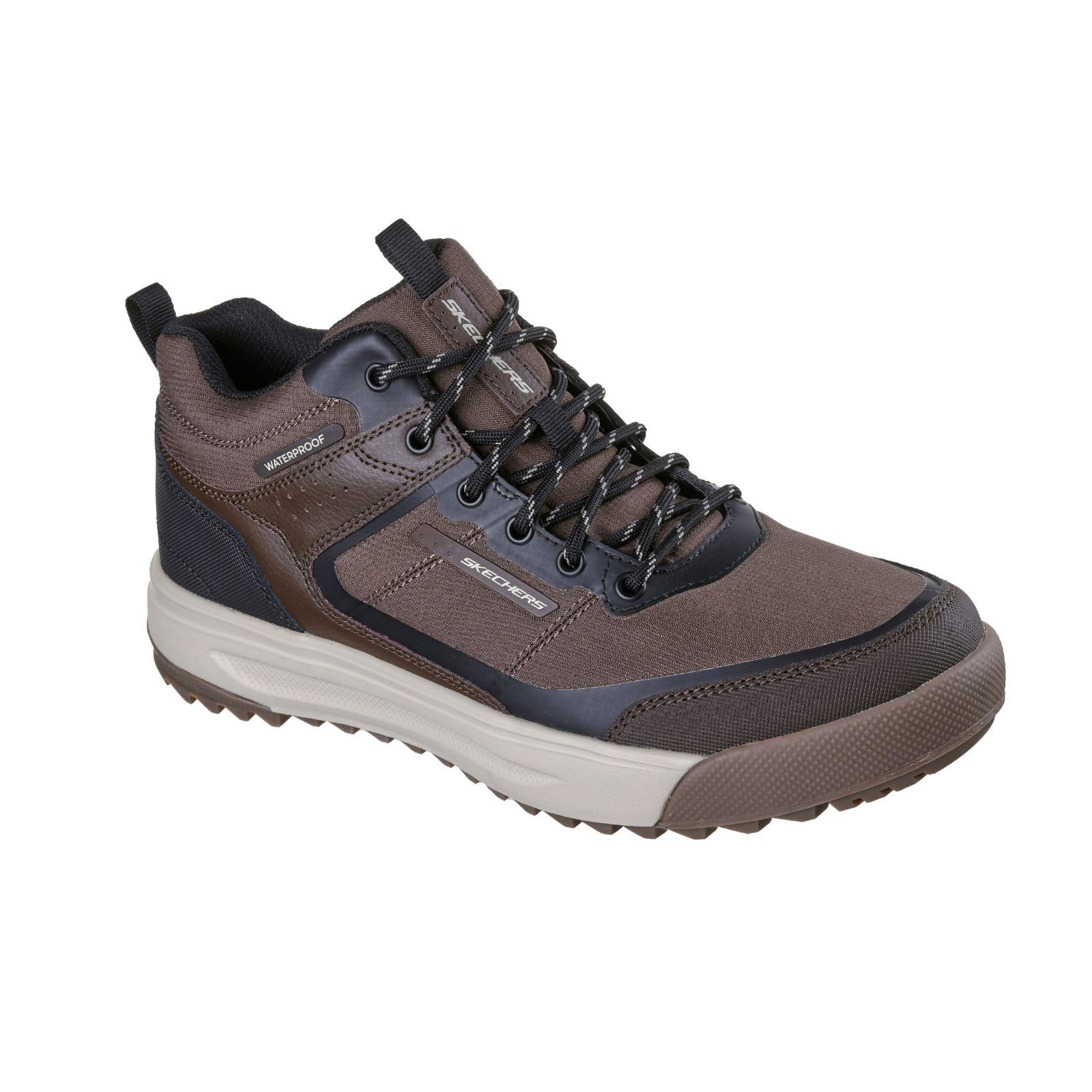 Skechers Men's Urban Street Hiker Sneaker, Brown Leather/Textile/Trim, 13 UK