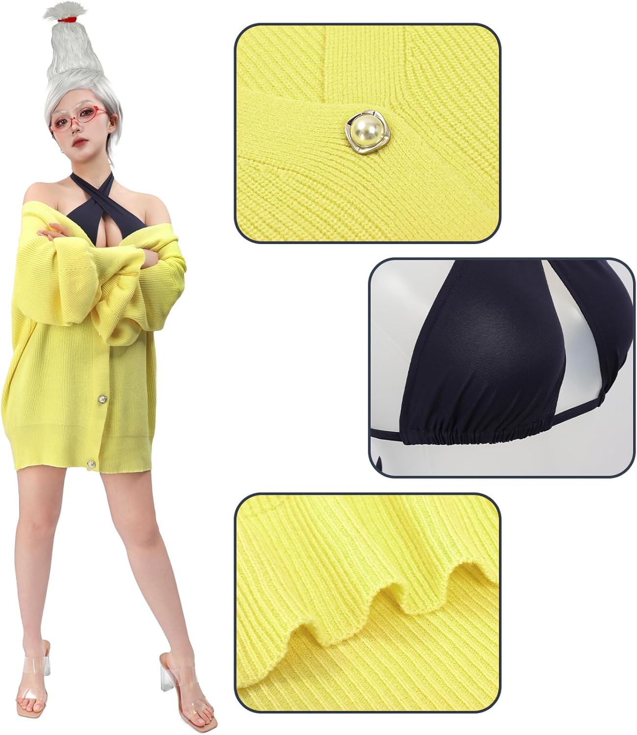 DAZCOS Anime Seiko Women Adults Cosplay Costume Glasses Sweater Underwear Full Set Outfits for Party Halloween - Image 2