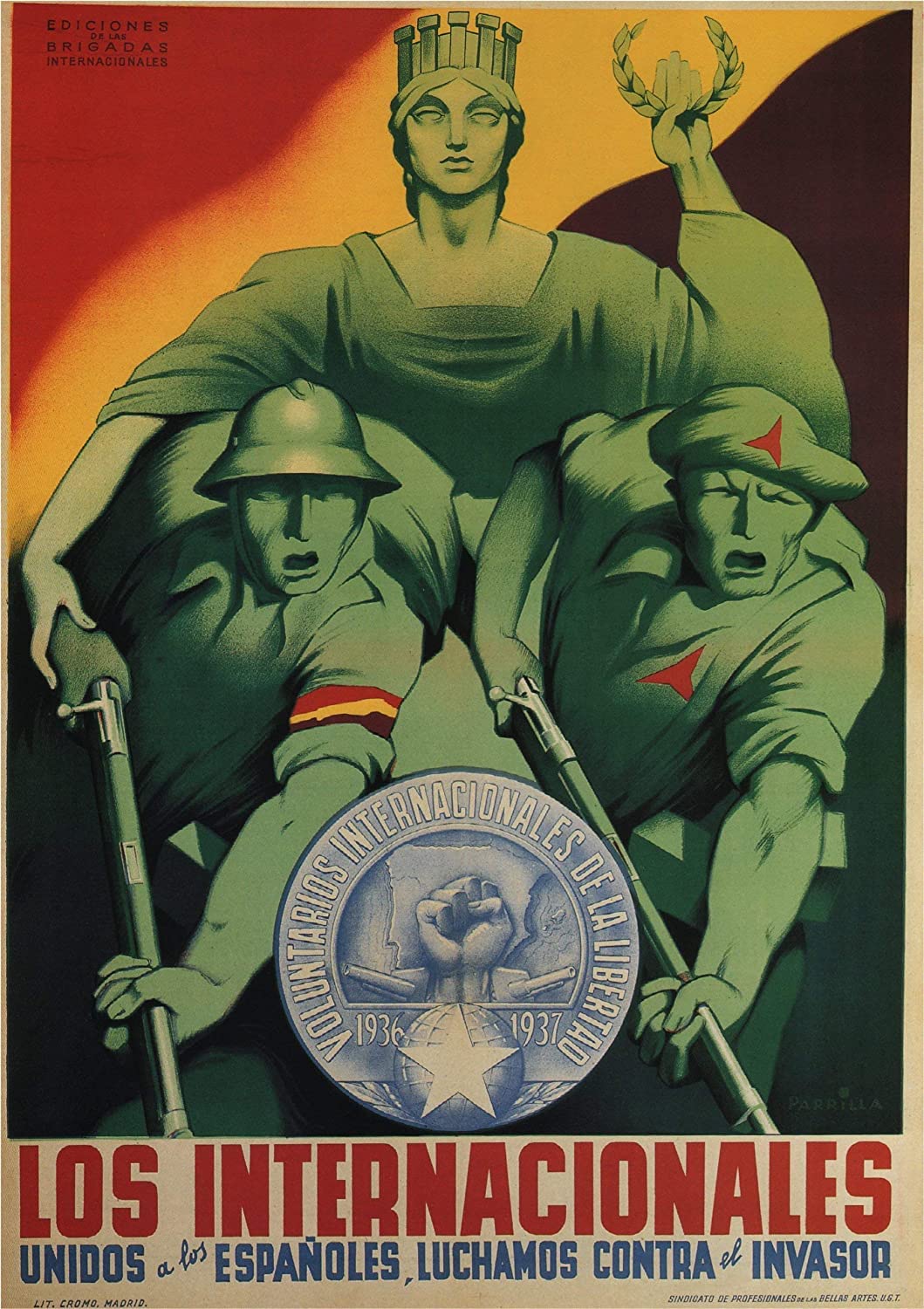 Rpw Roystone Print Works Vintage Spanish Civil War Propaganda 'The Internationals Have Joined The Spanish Against The Invaders', Spain, 1936-39, A4/3 Vintage Propaganda Poster (A4)