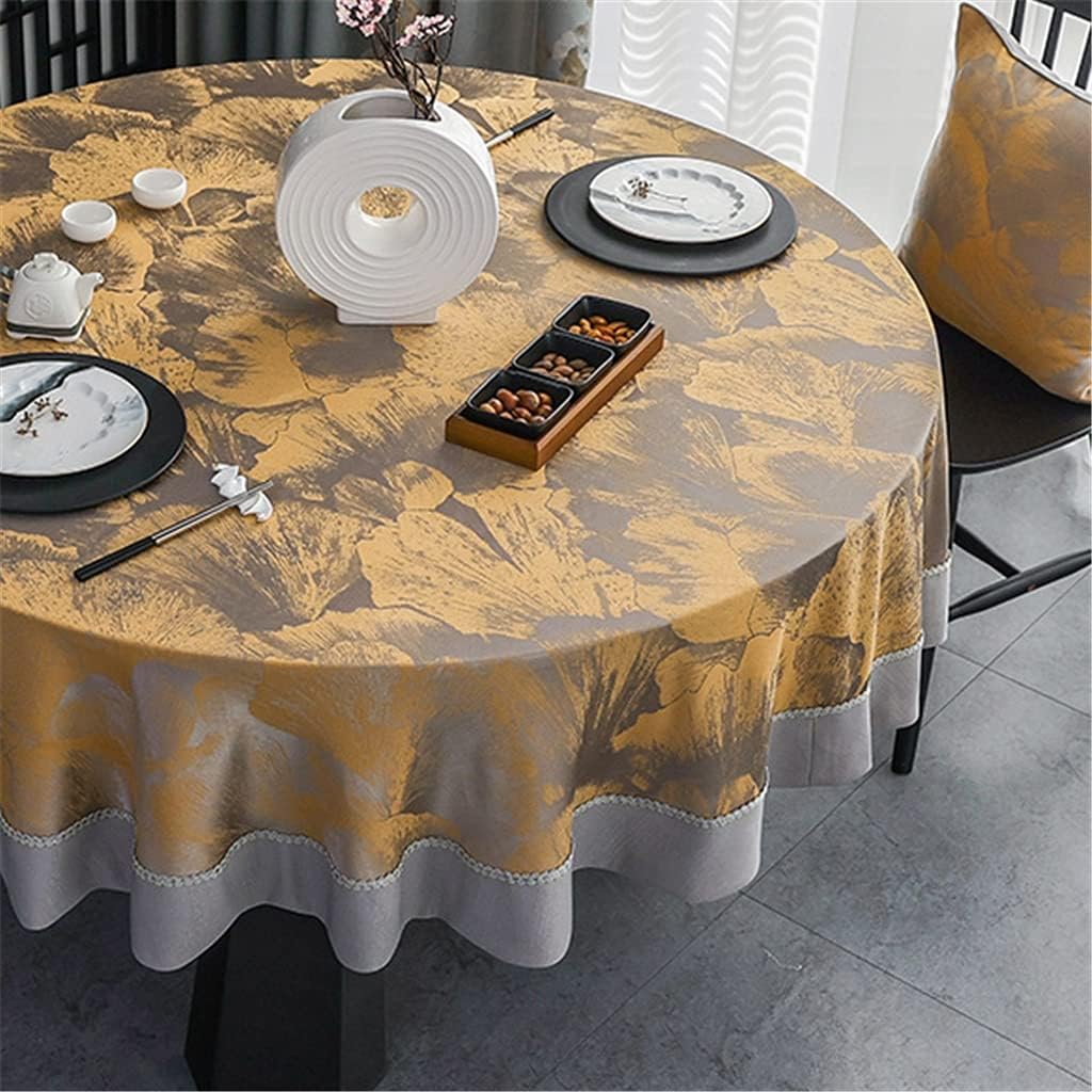 Chinese Round Table and Tablecloth Fabric Country Pastoral Round Coffee Table Dining Table and Tablecloth(240cm in Diameter)