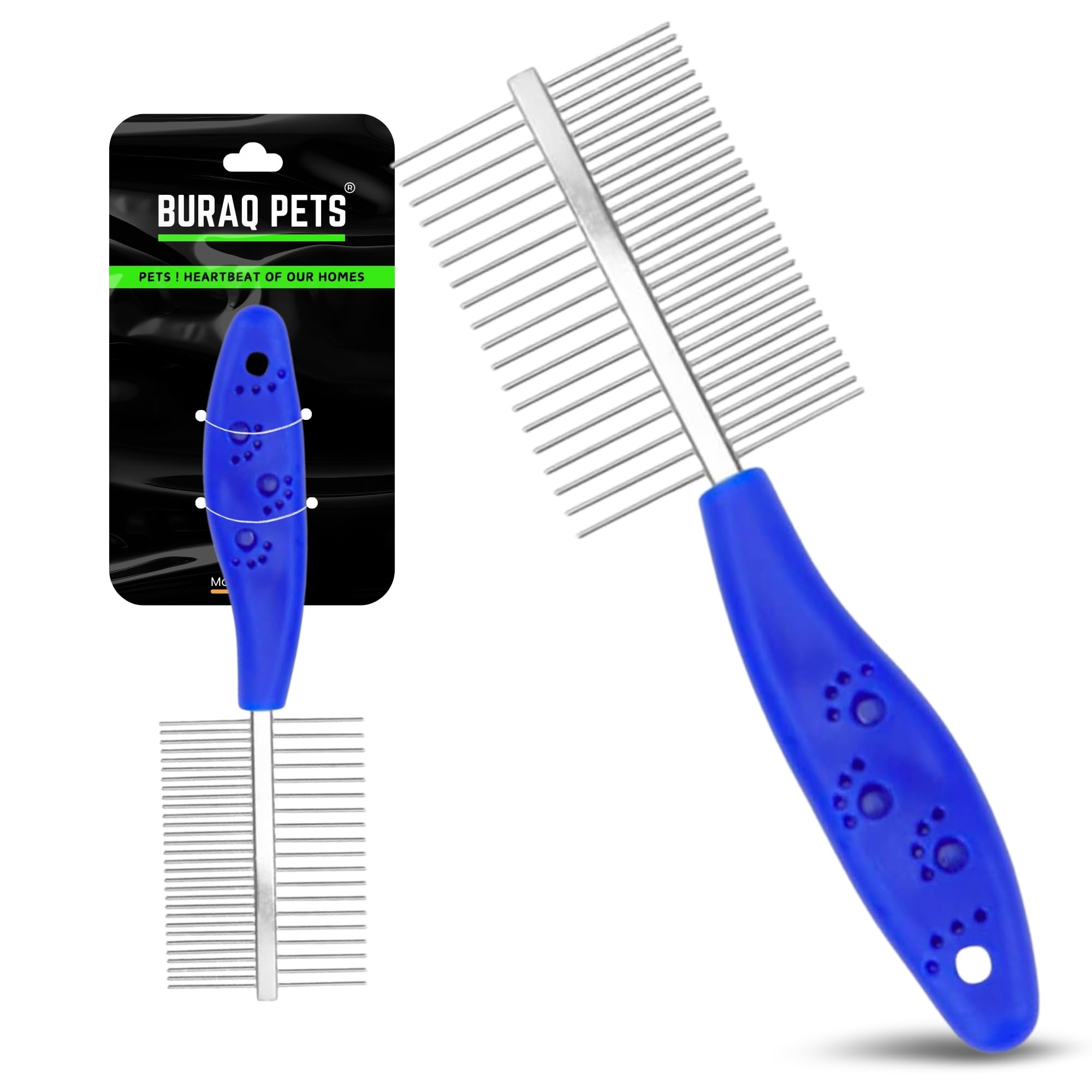 Buraq Pets Double Side Stainless Steel Needles Pets Comb, Hairbrush Grooming for Dogs Cat Cleaning Supplies Cat Comb Or Dog Comb (Dual Side Comb)