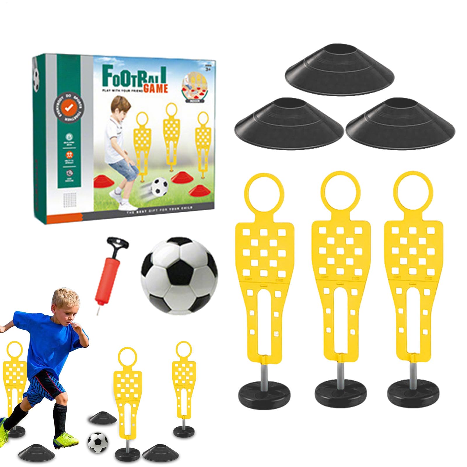 Generisch Entrenamiento de fútbol | Equipo de entrenamiento de fútbol y adición | Juguetes educativos para niños con carreras de obstáculos Juguetes deportivos multipersona para exteriores, parque
