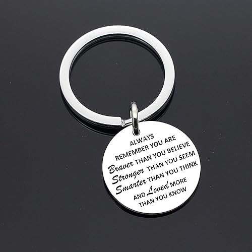 Miniatura 5 de Maxforever Regalos inspiradores, con texto en inglés Always Remember You Are Braver, Stronger, Smarter Than You Think, llavero con frase