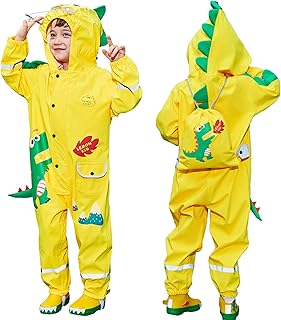 Fewlby Children's Rain Suit, Rain Jacket, One-Piece Raincoat with Hood, Rain Poncho, Boys and Girls, Waterproof Rain Overall, Outdoor Rainwear, M 2-4 Years