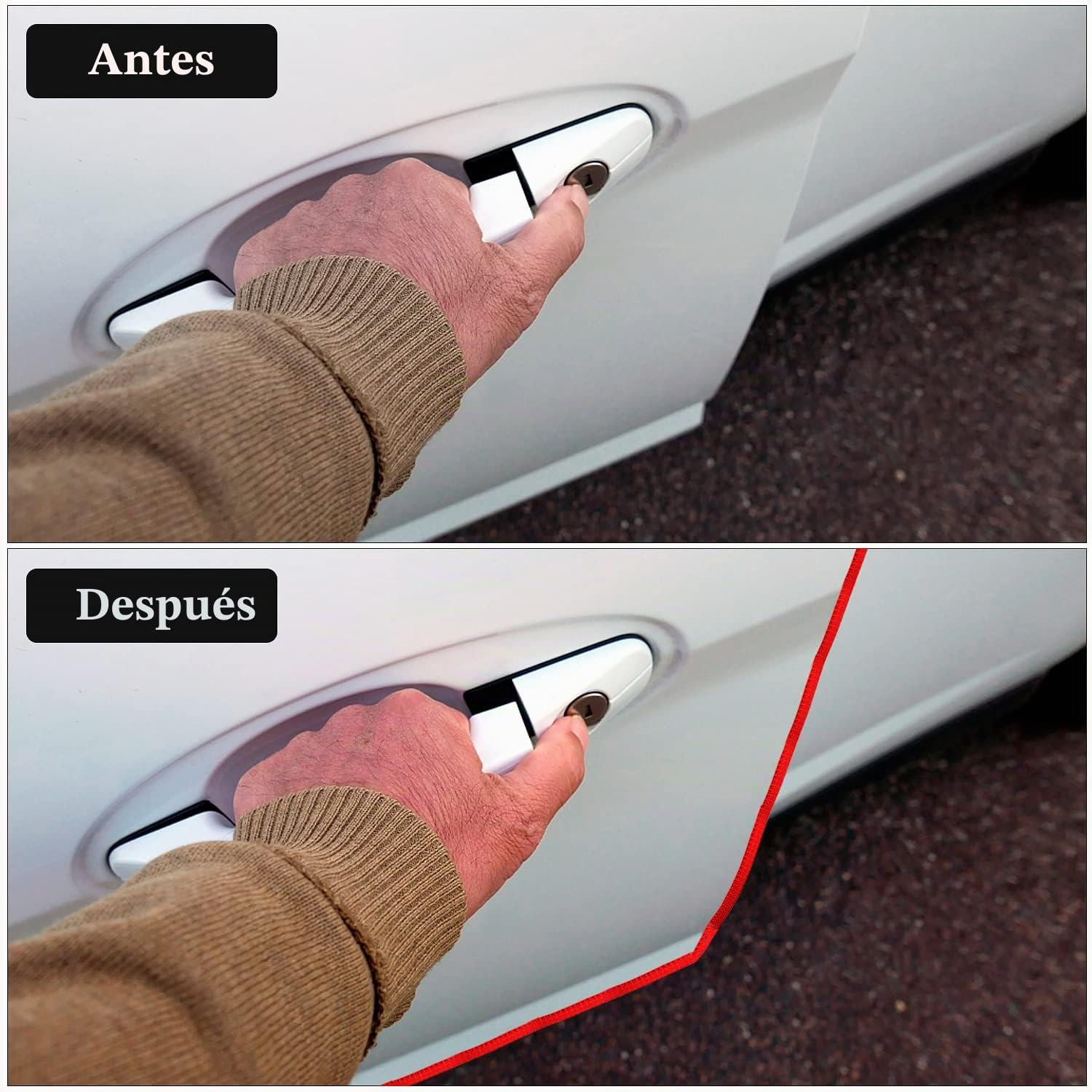 EFUTURETIME 12 m Protección de Bordes para Puerta de Coche, Perfil Protector de Borde de Goma y Metal, Protección de Bordes en Forma de U, para la Mayoría de Los Coches, Rojo