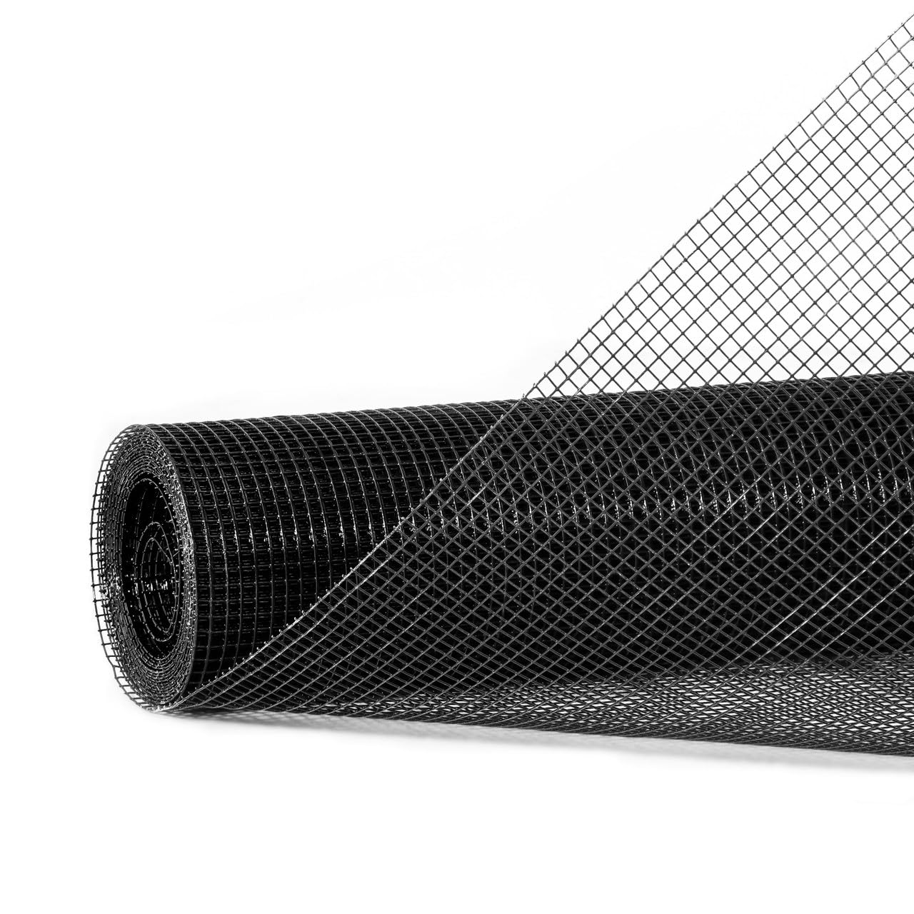 Fencer Wire Vinyl Coated 23 Gauge Welded Fence Wire Roll, Mesh Size 1/4-Inch x 1/4-Inch, Black Garden Fencing Wire Grid Hardware Cloth, Poultry Chicken Fence Rolls, Multiple Use for Home Improvement