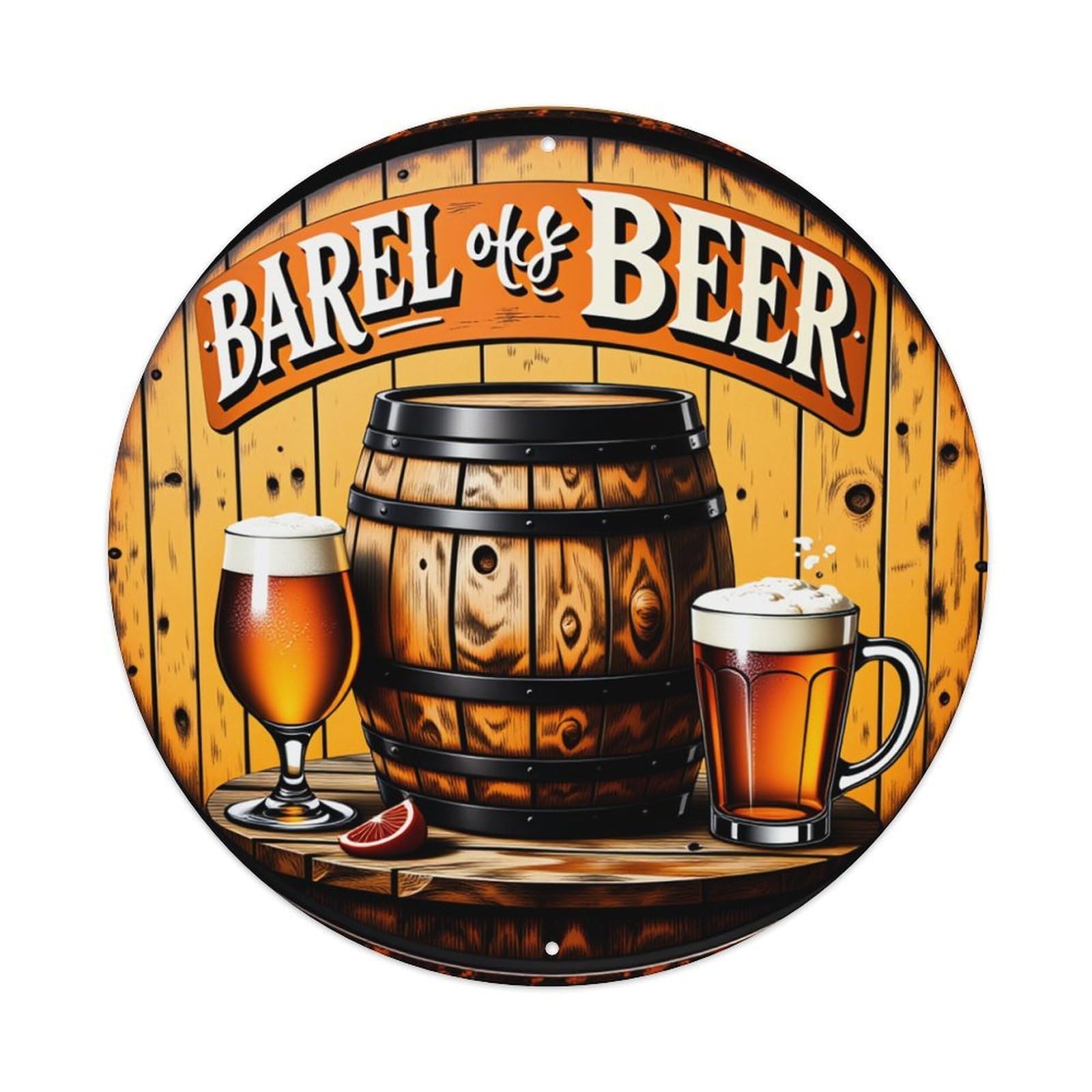 Barel Of Beer Wooden Barrel Metal Tin Sign Plaque