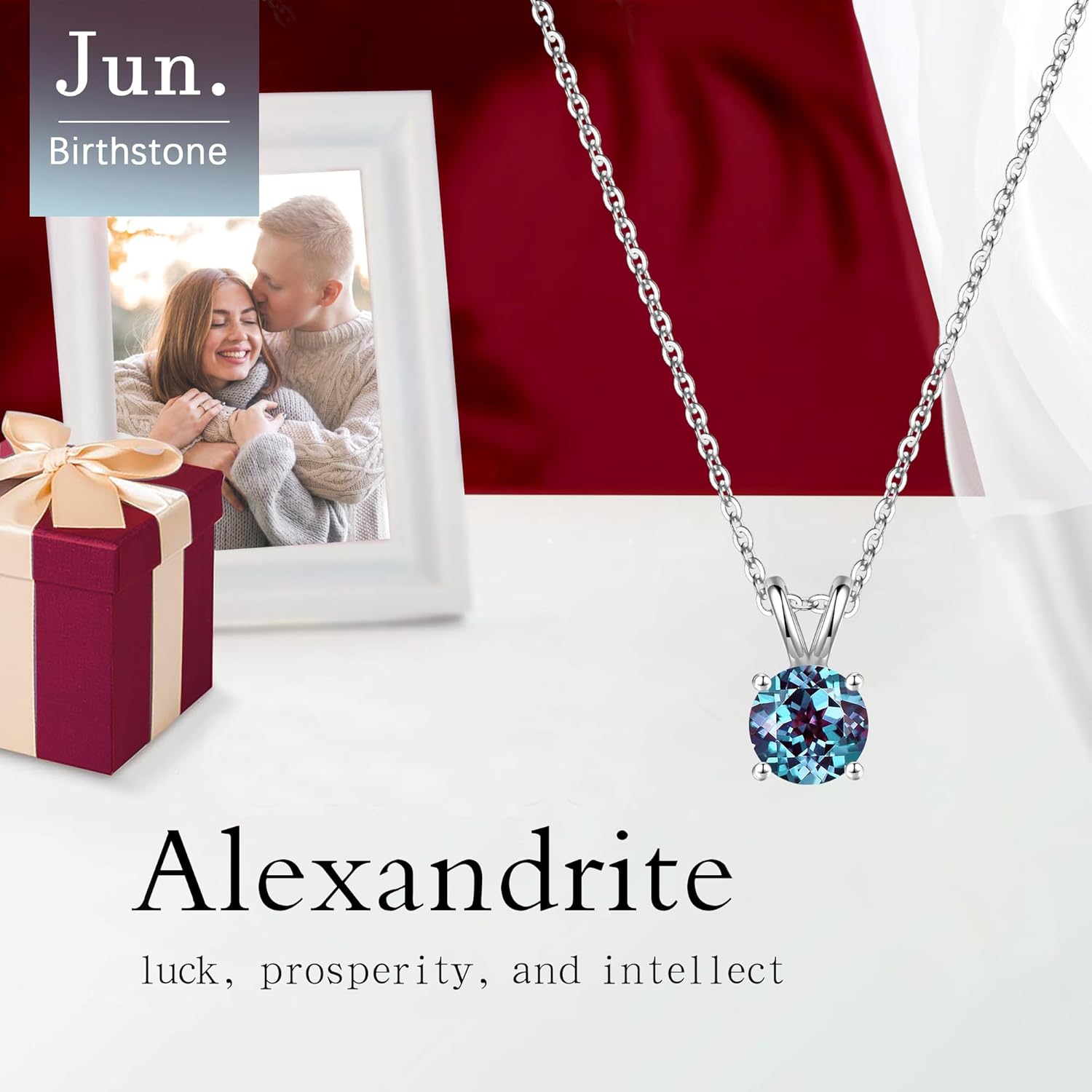 SMILEST Mothers Day Gifts - Birthstone Necklaces for Women Mom Wife, 1ct Sparkle Round Cut Birthstone Pendant 925 Sterling Silver Necklace Anniversary Birthday Gifts for Women Mom Wife Friend