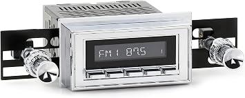 RetroSound HC-108-09-74 Hermosa Direct-Fit Radio for Classic Vehicles Chrome Face and Buttons, Chrome Bezel