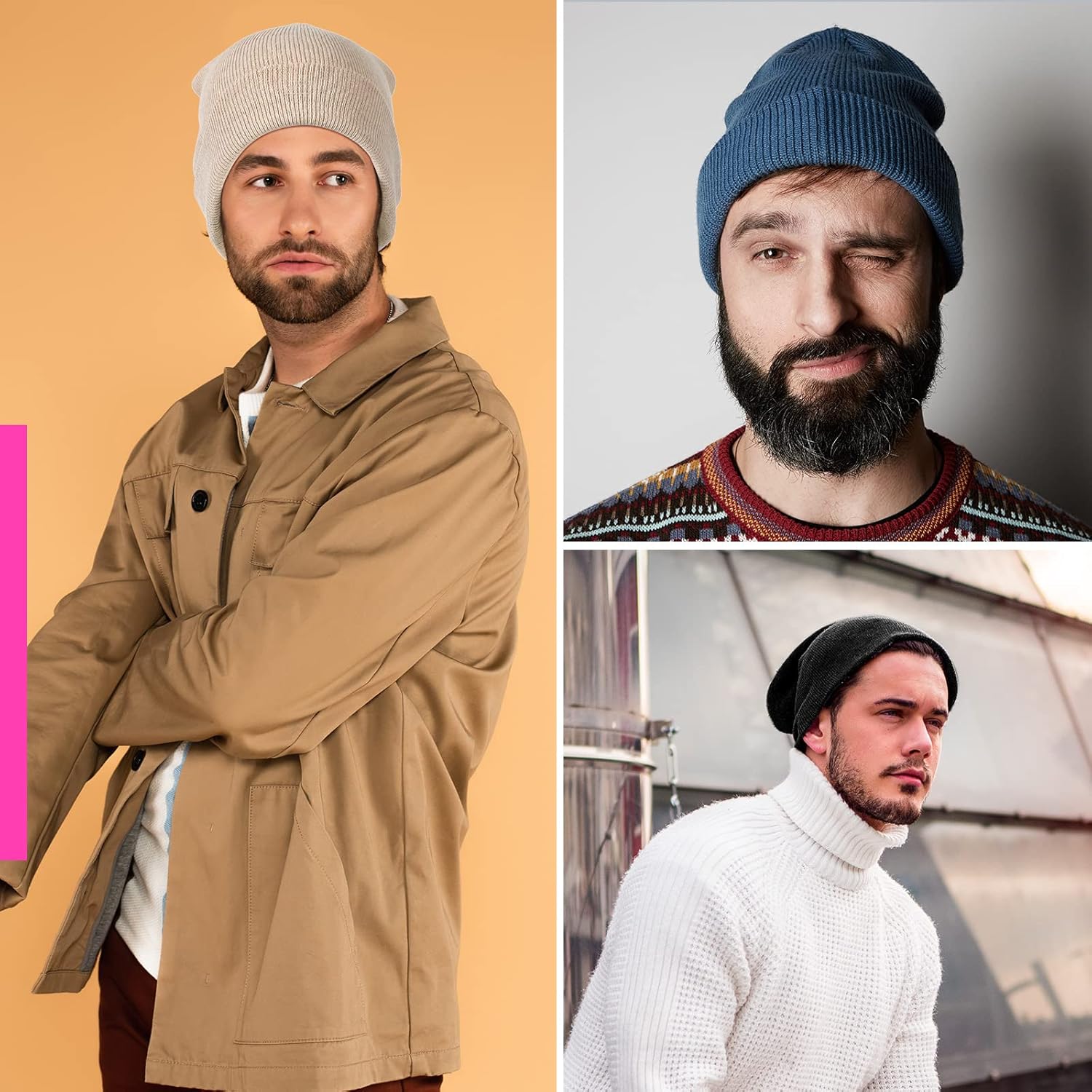 JaGely 36 Pack Different Solid Color Beanies, Colorful Knitted Beanie Caps, Warm Cuffed Skull Caps for Winter Adults Men Women - Image 4