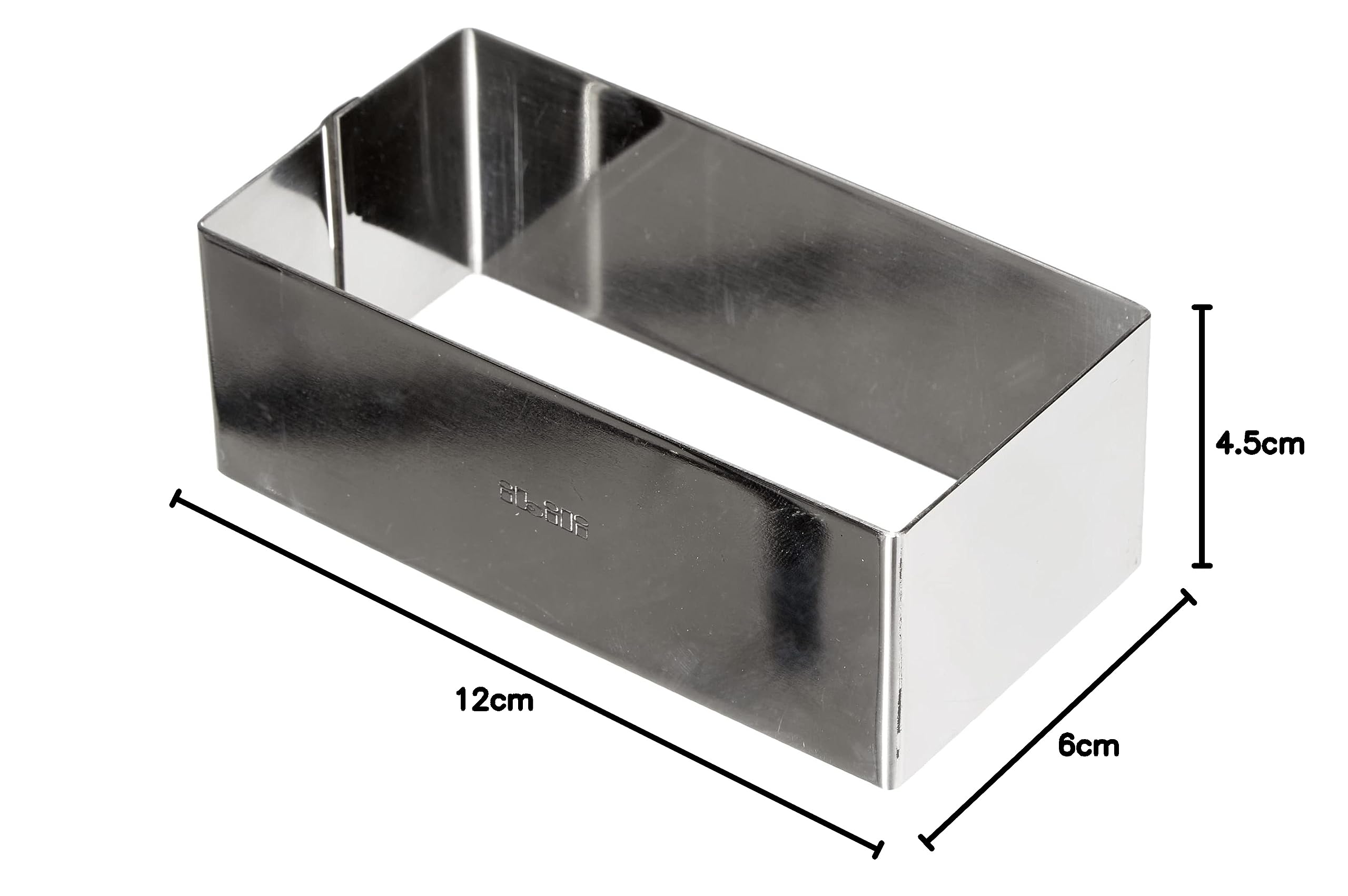 Ibili 722712 prostokątny pierścień do potraw ze stali nierdzewnej, 12 x 6 x 4,5 cm