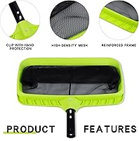 Vista 4 de Sepetrel Red de skimmer de hojas para piscina, red de rastrillo profundo con marco reforzado