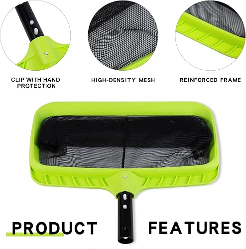 Miniatura 4 de Sepetrel Red de skimmer de hojas para piscina, red de rastrillo profundo con marco reforzado